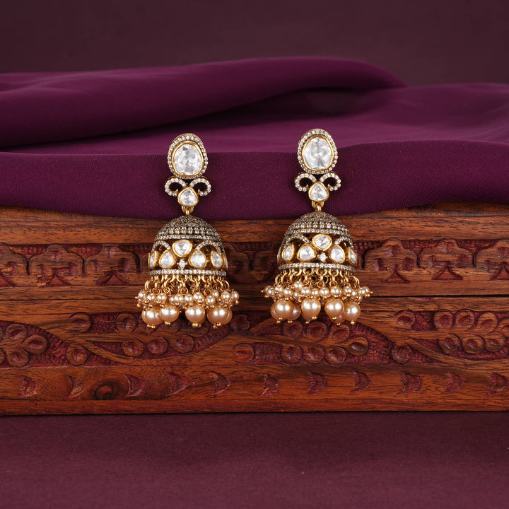 Shimmering Moissanite Jhumkas