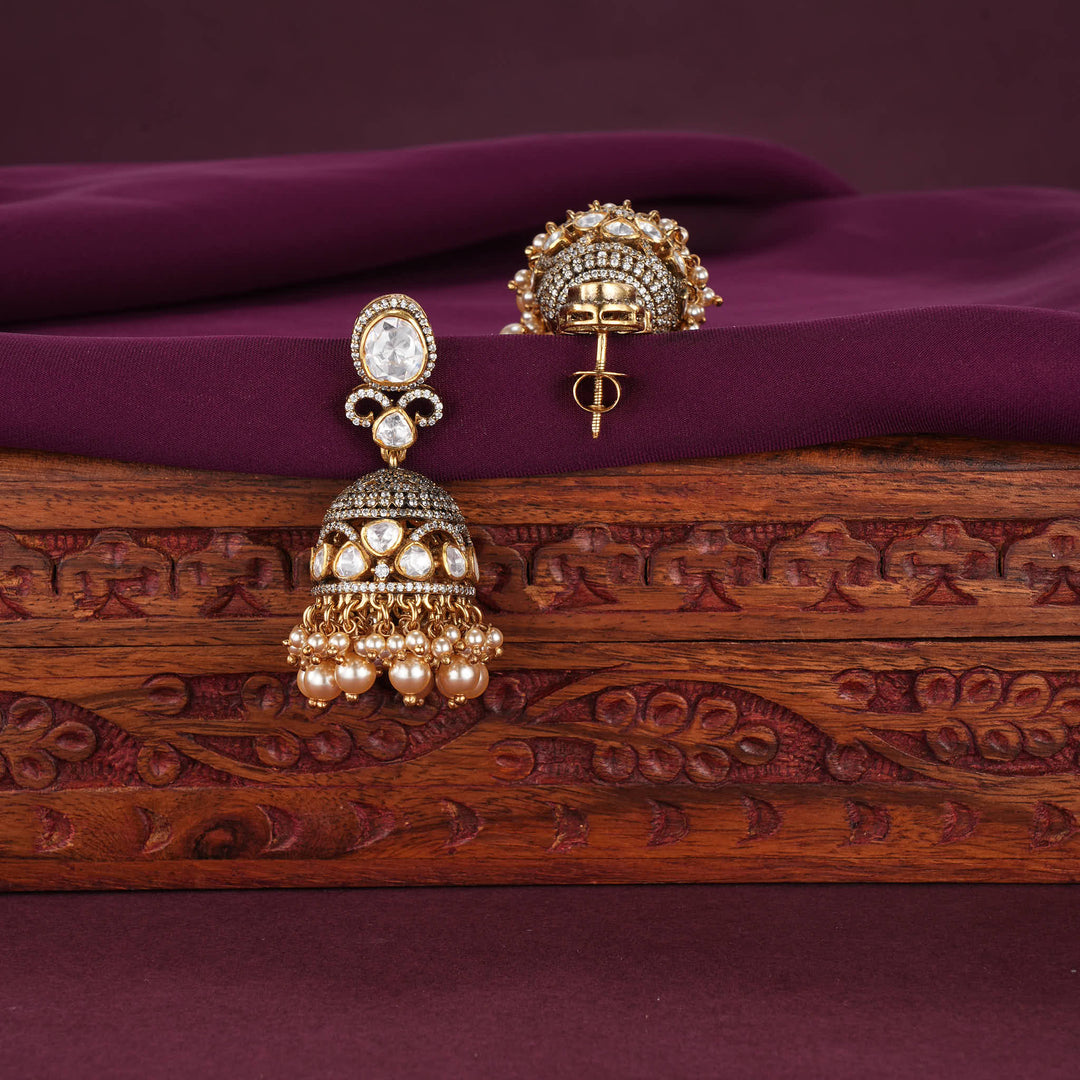 Shimmering Moissanite Jhumkas