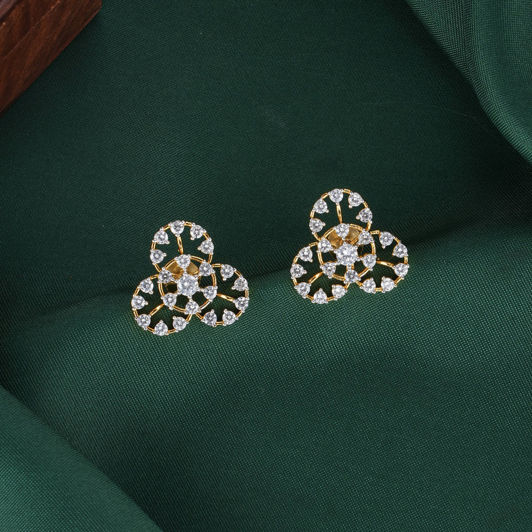 Floral Diamond Design Studs