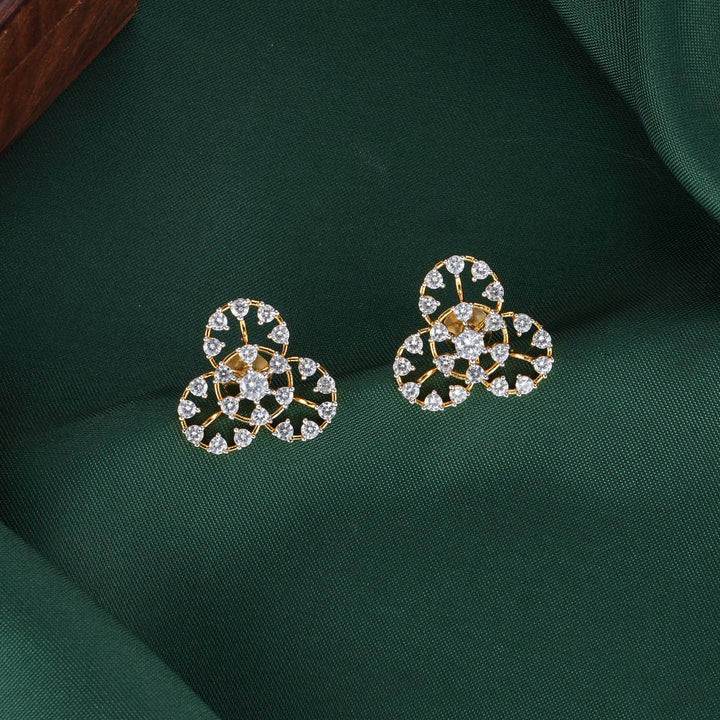 Floral Diamond Design Studs