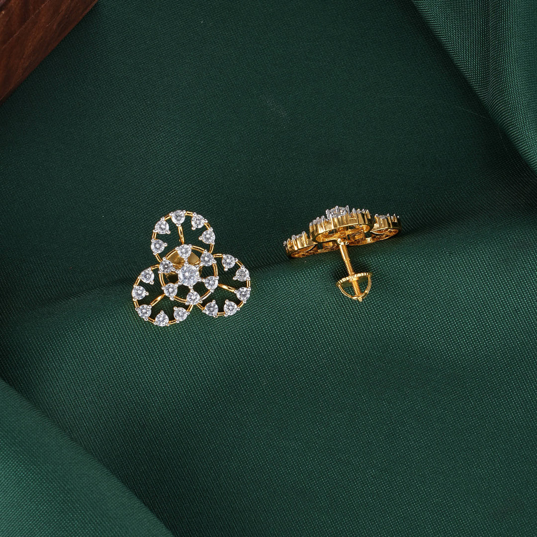 Floral Diamond Design Studs
