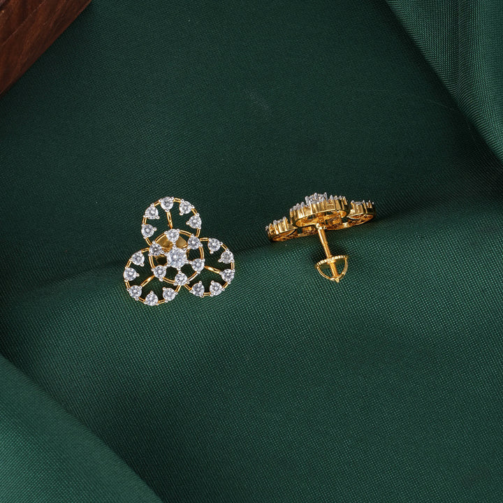 Floral Diamond Design Studs