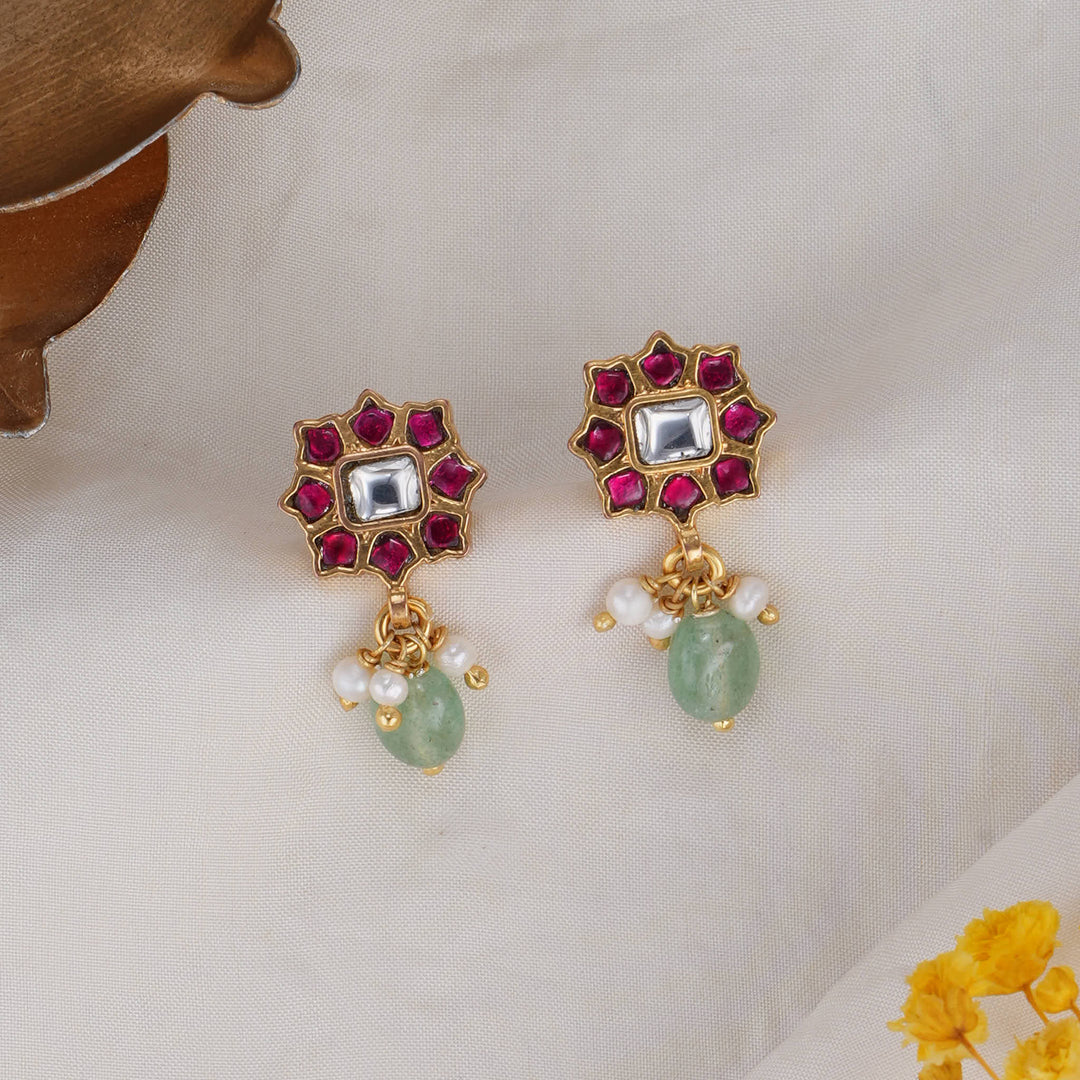 Floral Kundan Drops