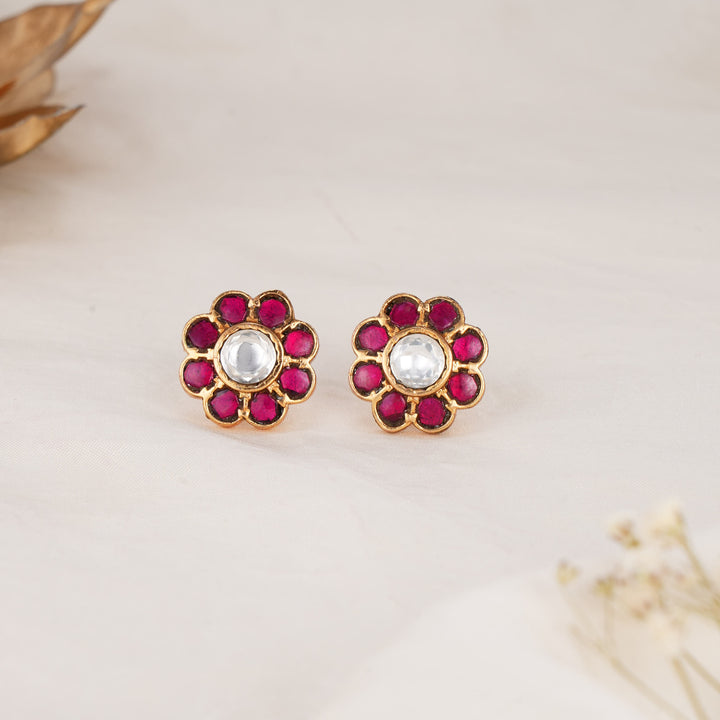Triviya Red Kundan Studs