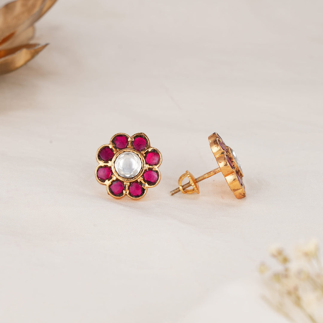 Triviya Red Kundan Studs