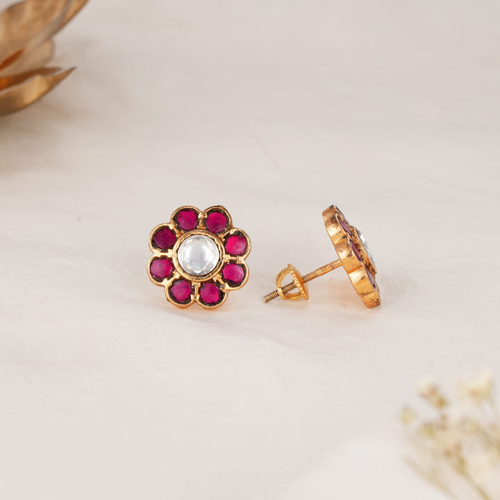 Triviya Red Kundan Studs