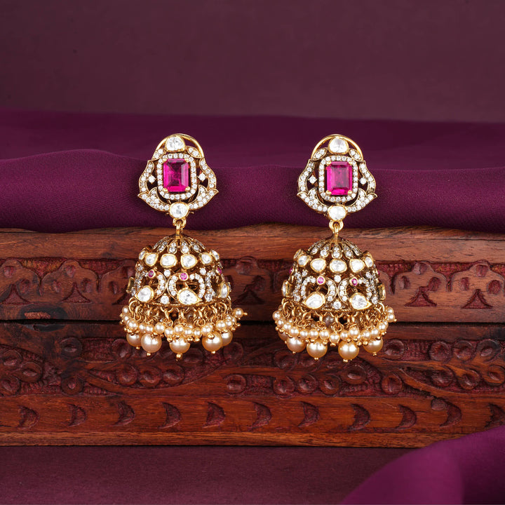 Sparkling Moissanite Jhumkas