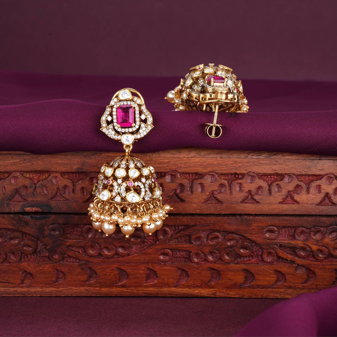 Sparkling Moissanite Jhumkas