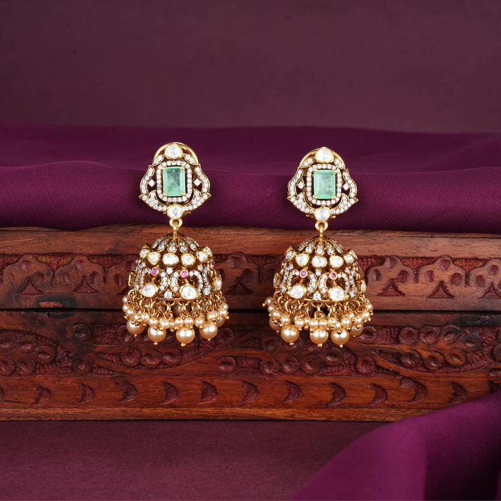 Gleaming Moissanite Jhumkas