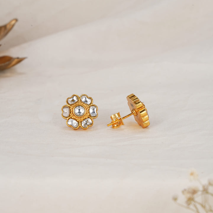 White Kundan Studs