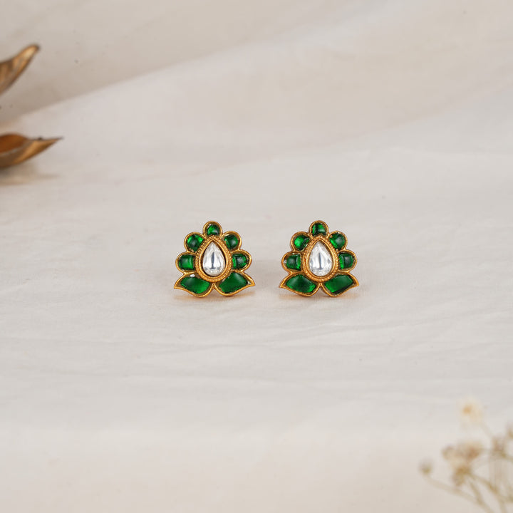 Spark Green Kundan Studs