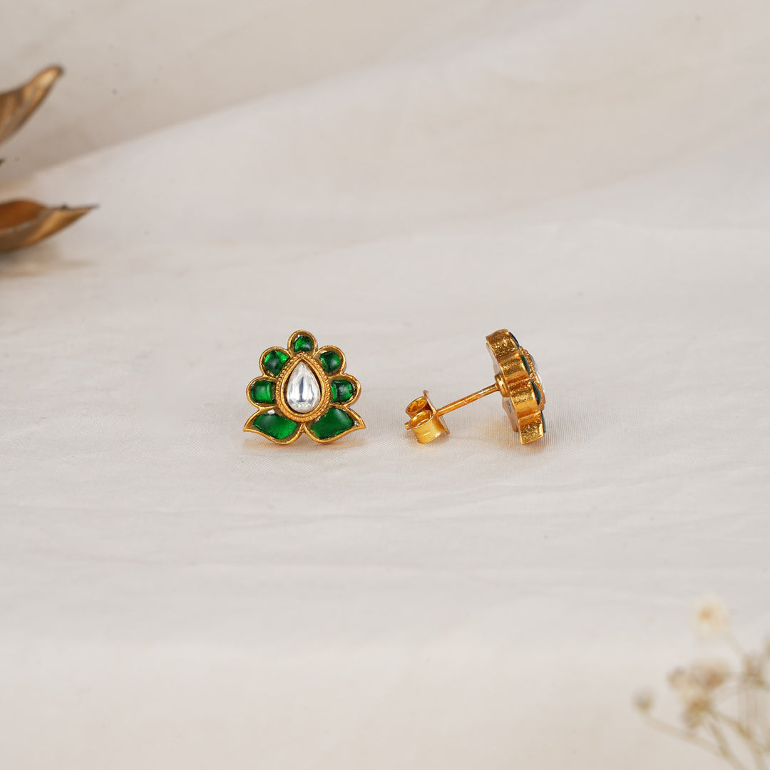 Spark Green Kundan Studs