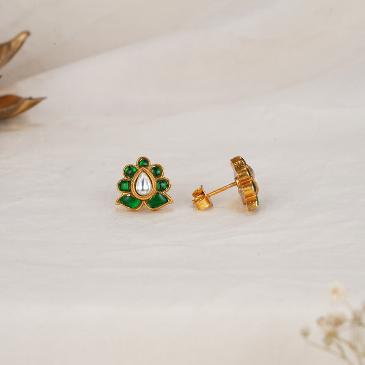 Spark Green Kundan Studs