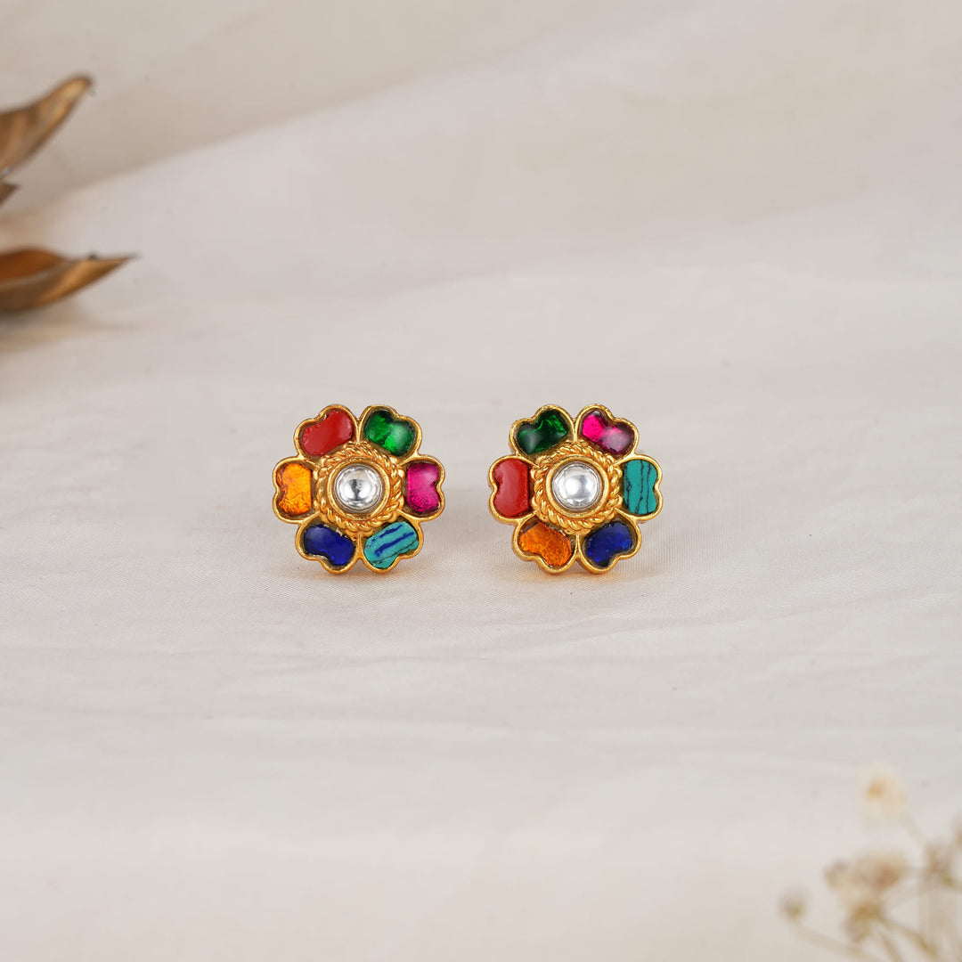 Multi -Colour Kundan Studs