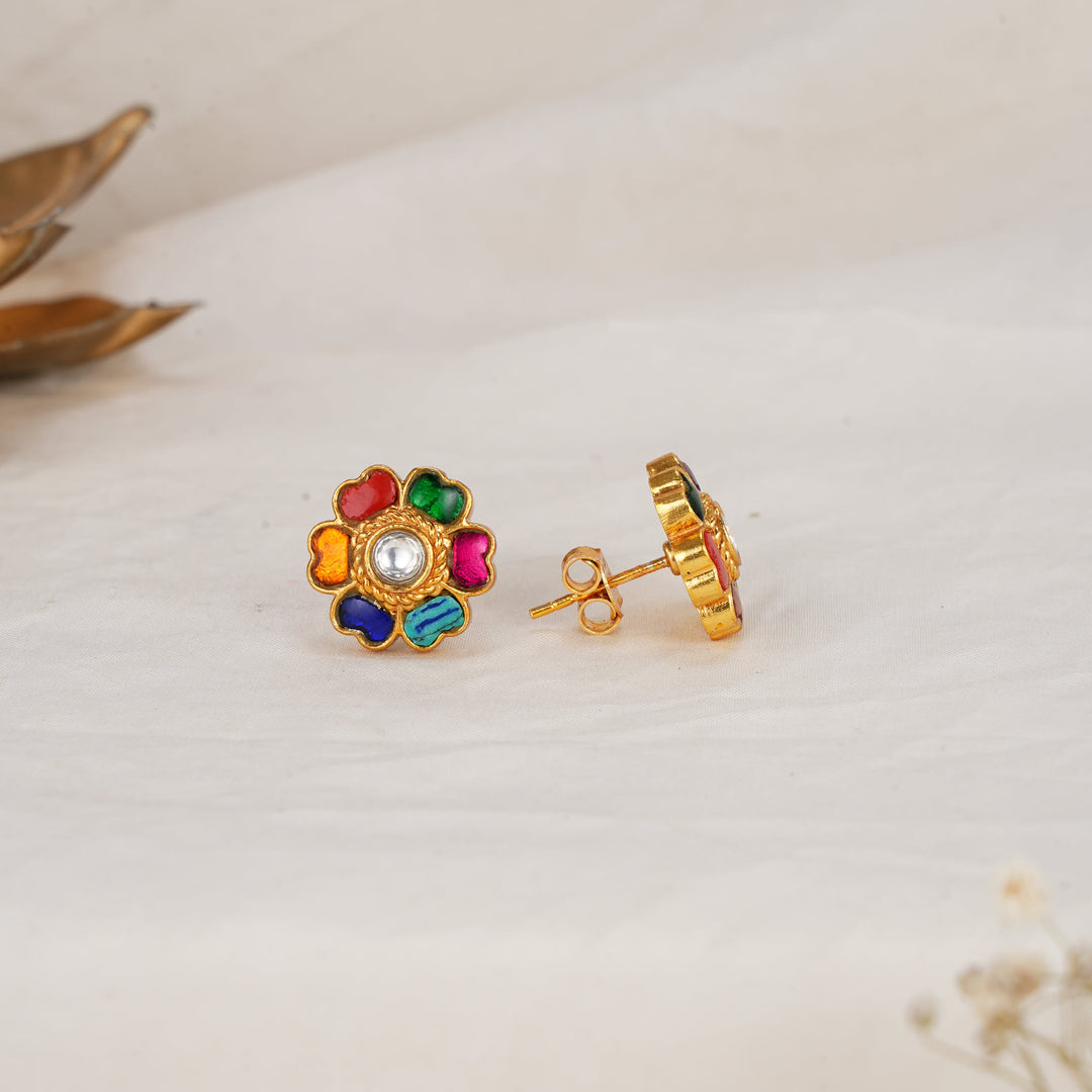 Multi -Colour Kundan Studs