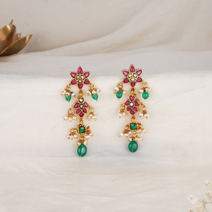Brindhaa Kundan Long Earrings