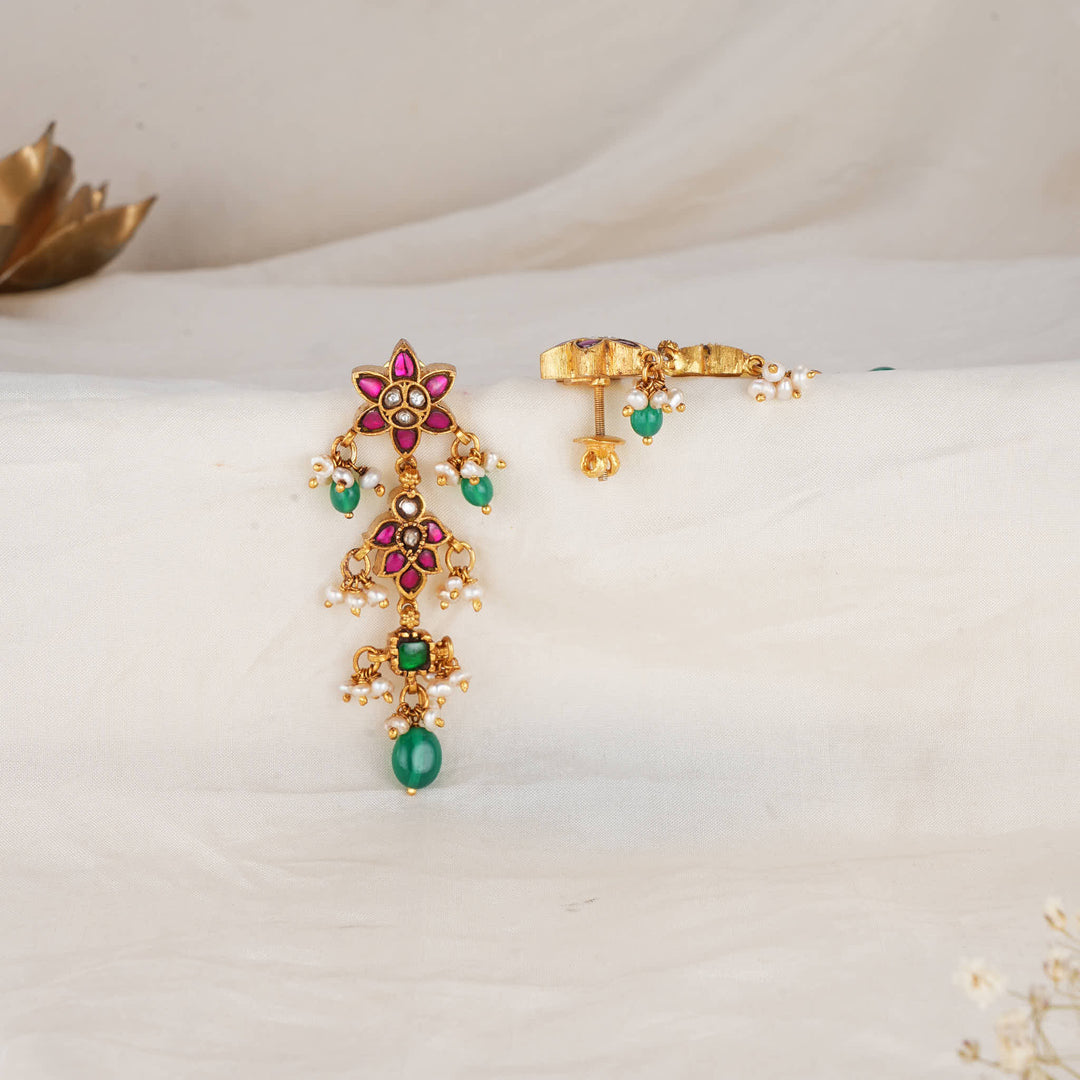 Brindhaa Kundan Long Earrings