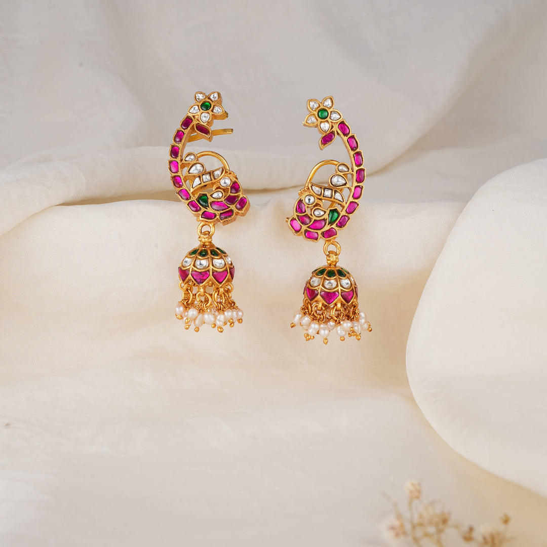 Glowing Kundan Ear Cuff Jhumkas