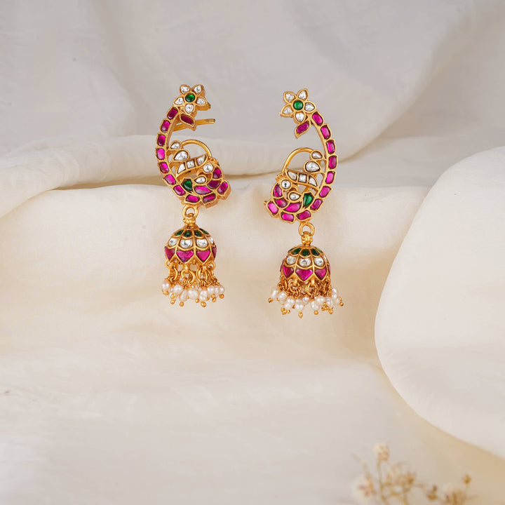 Glowing Kundan Ear Cuff Jhumkas