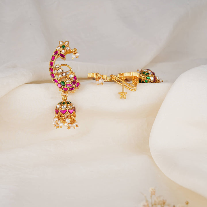 Glowing Kundan Ear Cuff Jhumkas