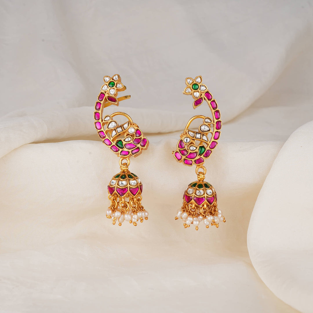 Elegant Kundan Ear Cuff Jhumkas