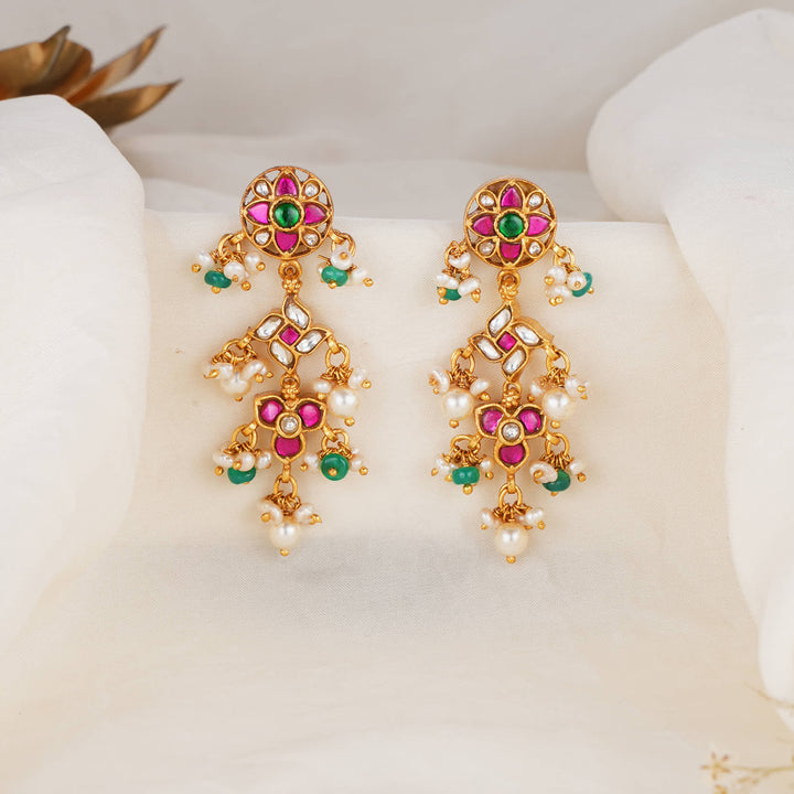 Yalisha Kundan Long Earrings