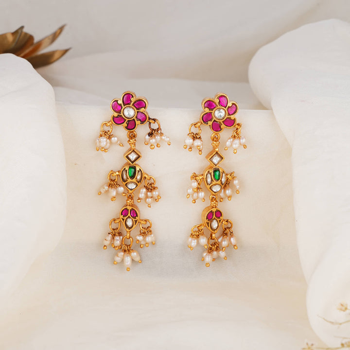 Elegant Kundan Long Earrings