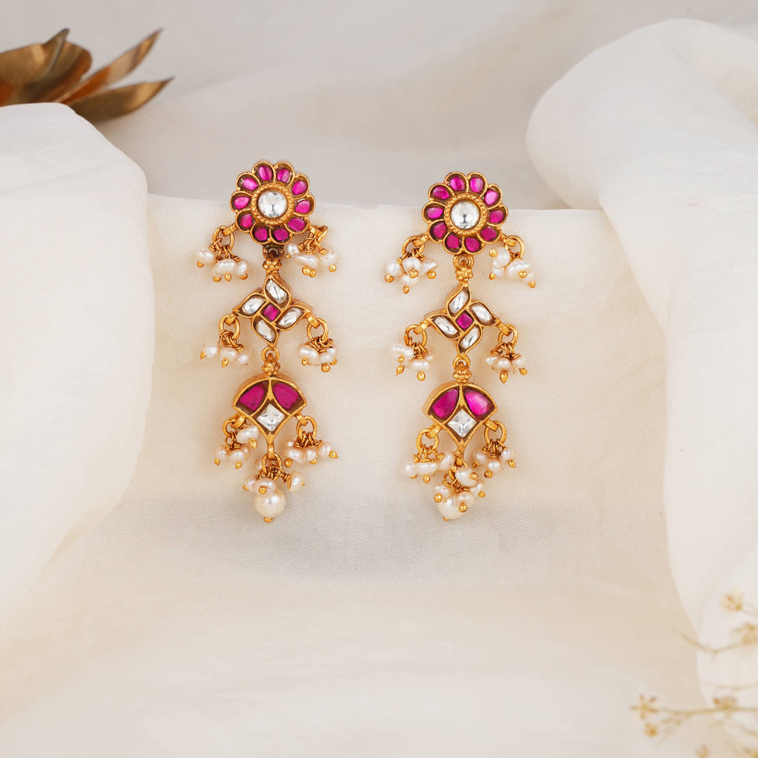 Yalisha Kundan Long Earrings