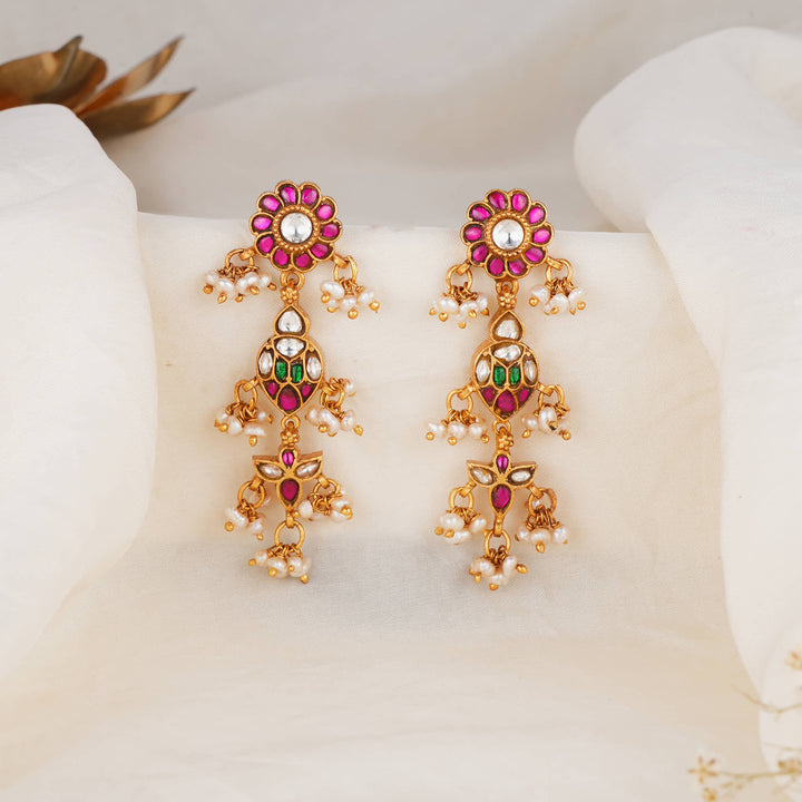 Henisha Kundan Long Earrings