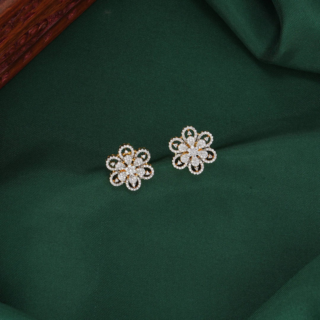 Floral Diamond Design Studs