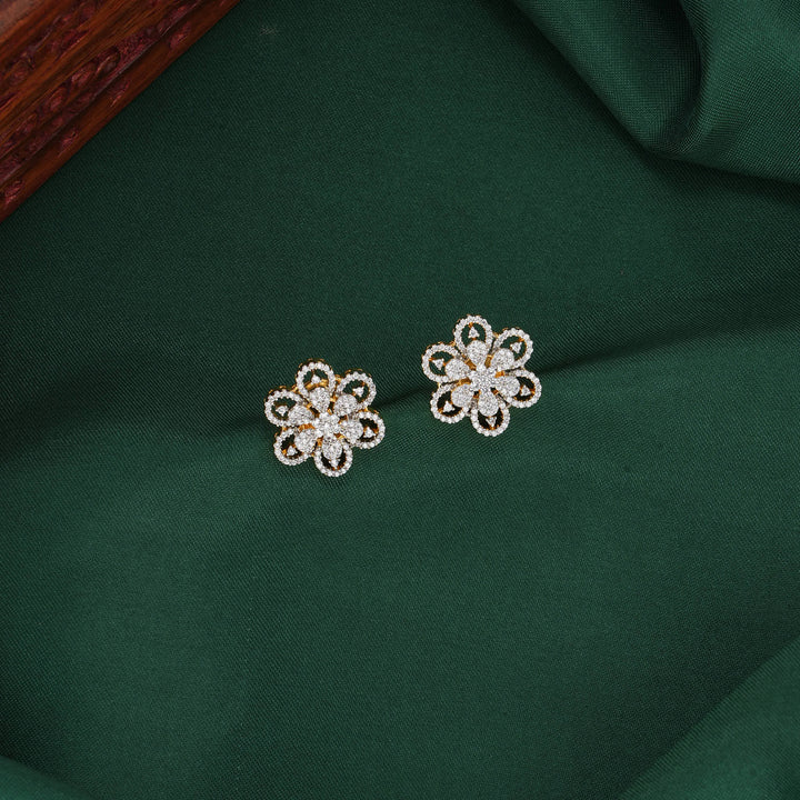 Floral Diamond Design Studs