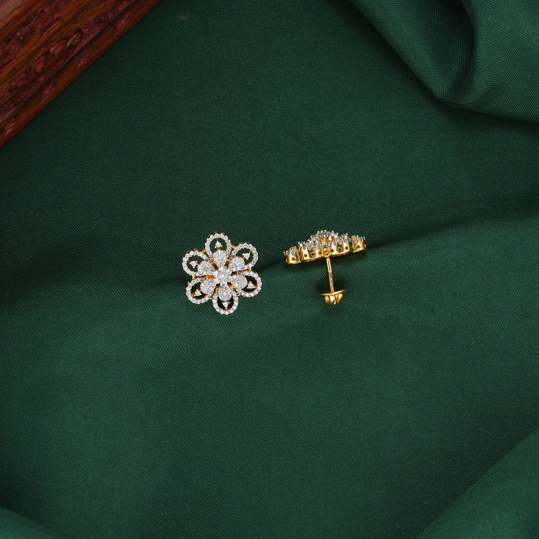Floral Diamond Design Studs