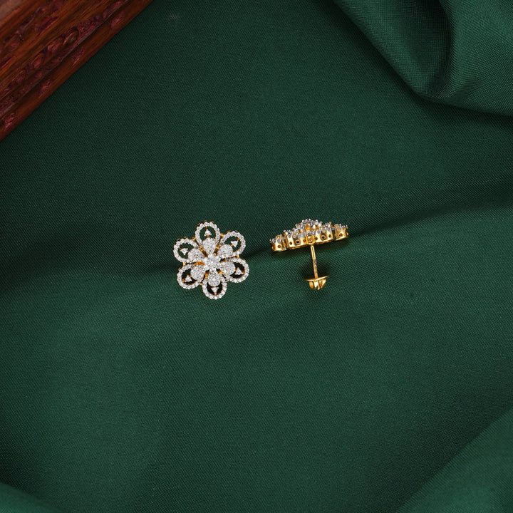 Floral Diamond Design Studs