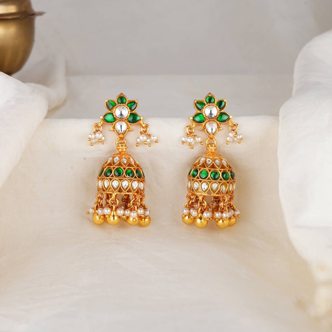 Flower-Inspired Kundan Jhumkas