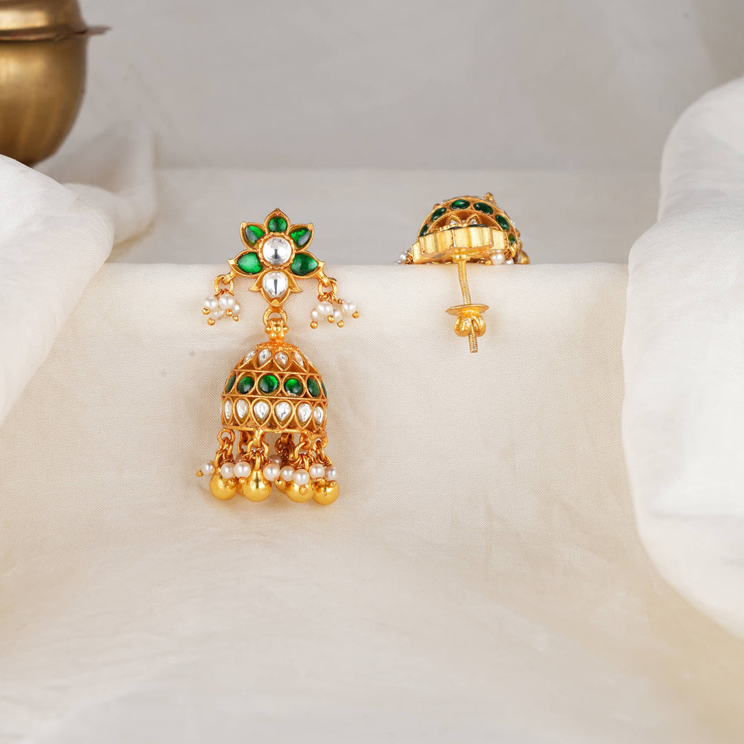 Flower-Inspired Kundan Jhumkas