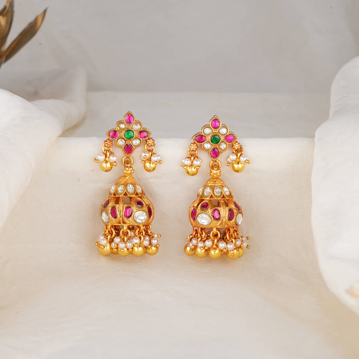 Glowing Kundan Jhumkas