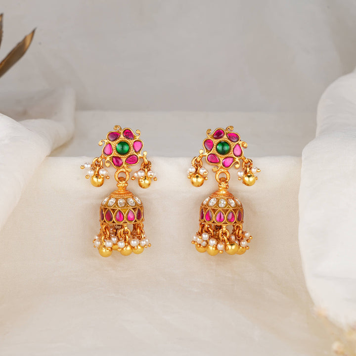 Floral Flow Kundan Jhumkas