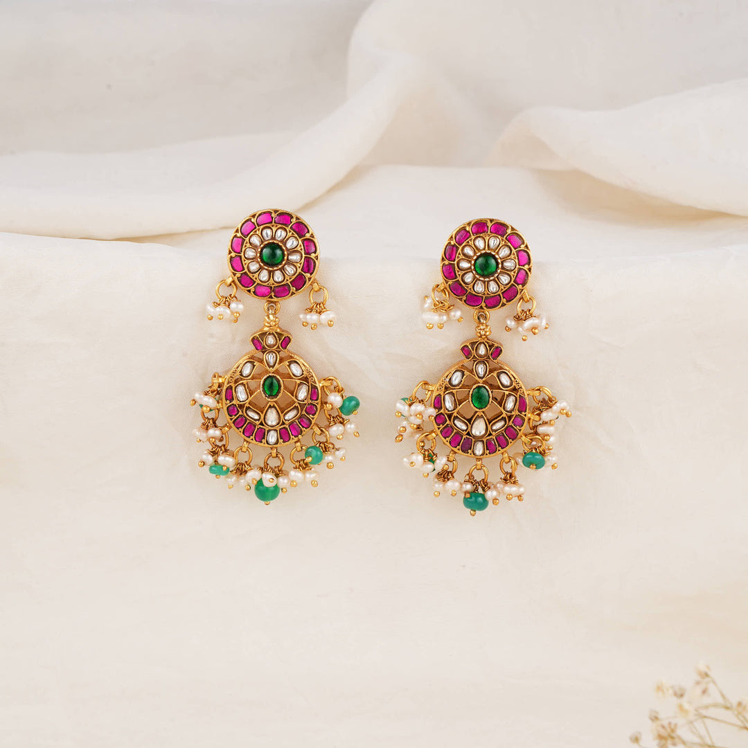 Majestic Flow Kundan Long Earrings