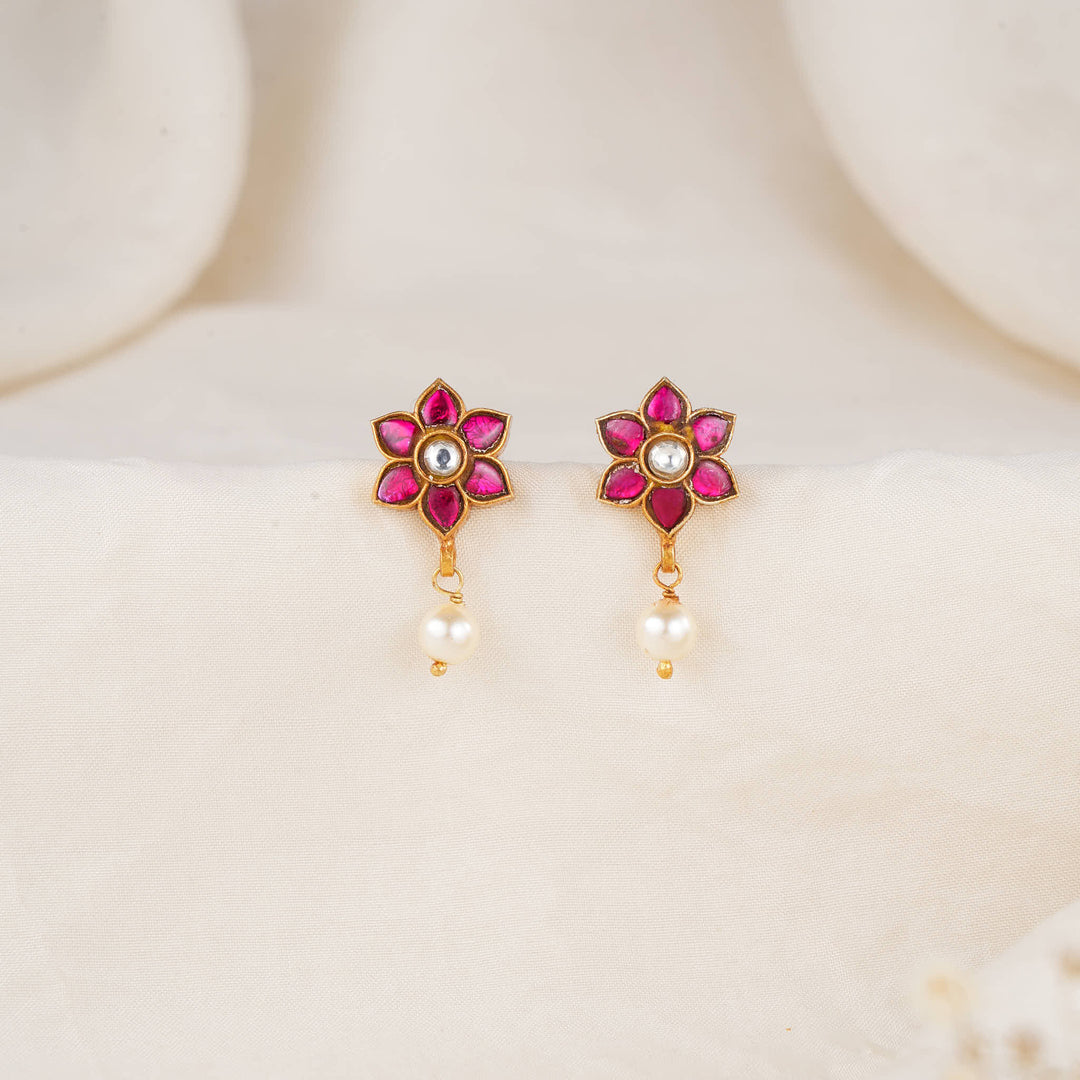 Vibrant Pink Kundan Drops