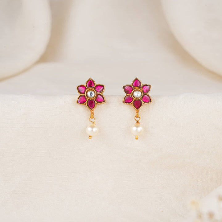 Vibrant Pink Kundan Drops