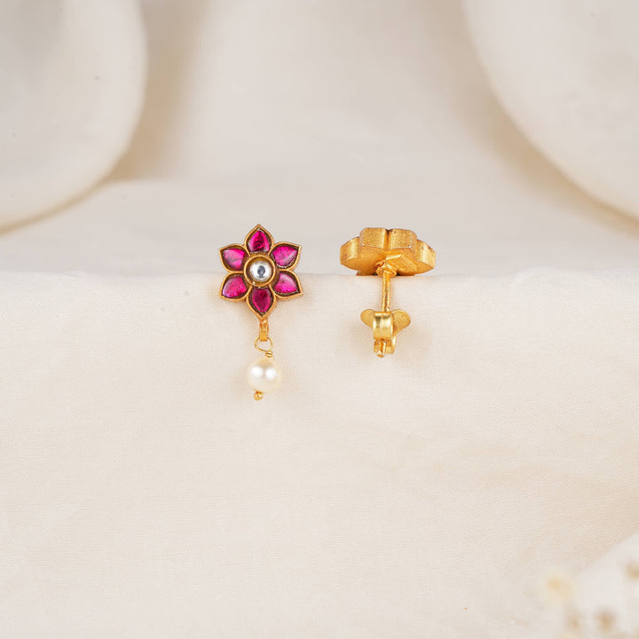 Vibrant Pink Kundan Drops