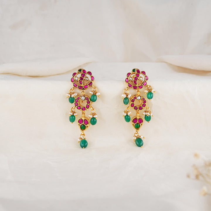 Vedhikaa  Kundan Long Earrings