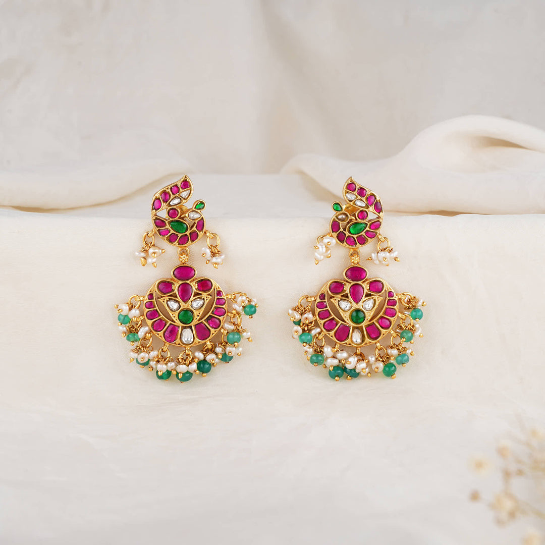 Richly Decorated Kundan Earrings