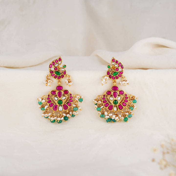 Richly Decorated Kundan Earrings