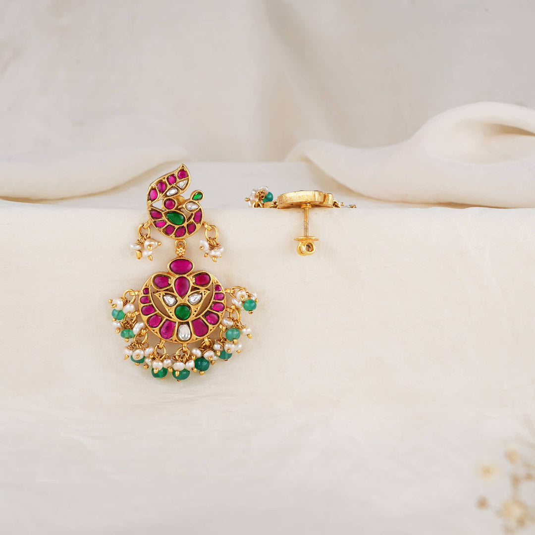 Richly Decorated Kundan Earrings