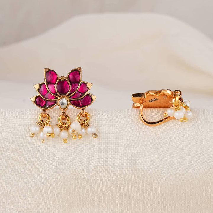 Lotus-Inspired Kundan Bugadi