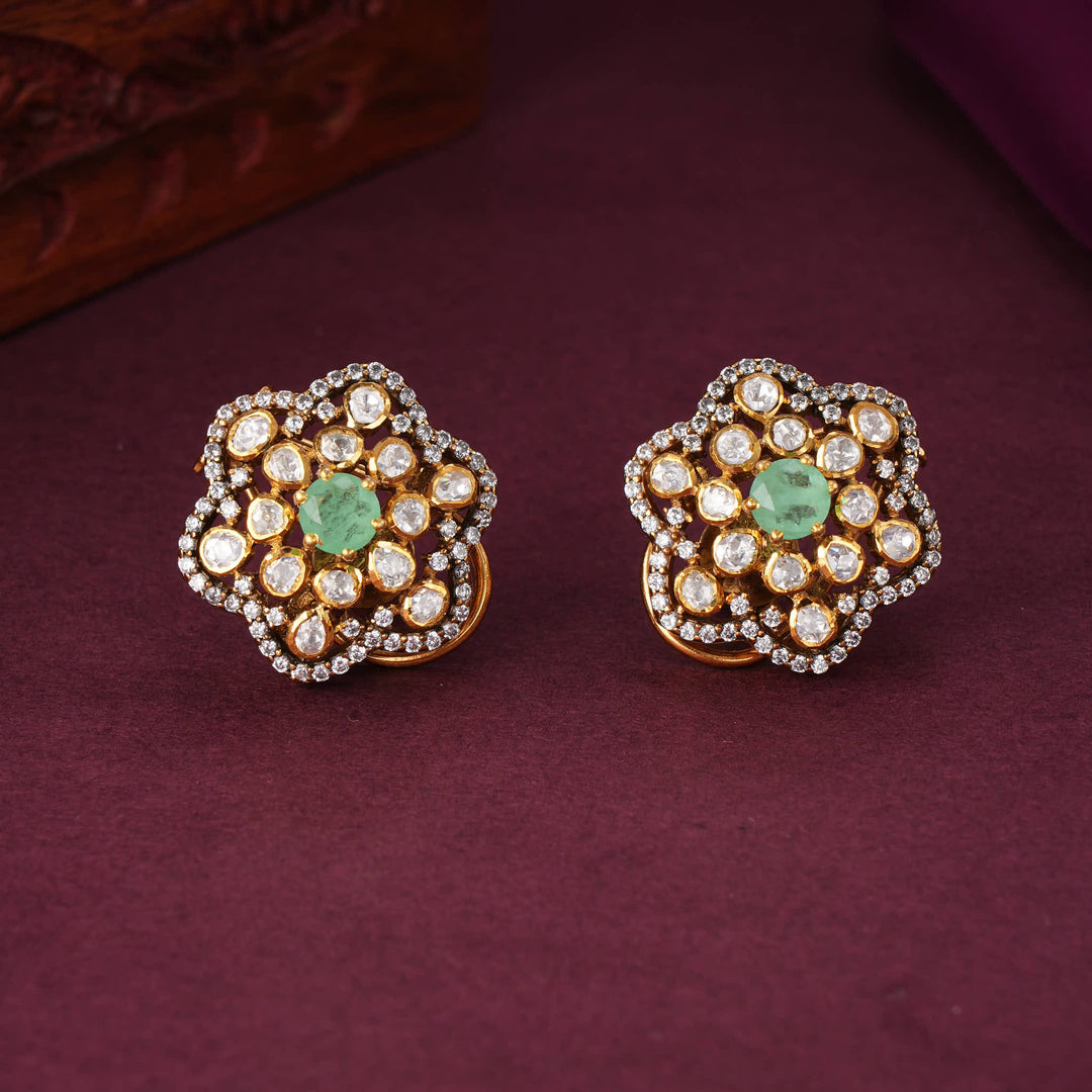 Decorated Bloom Moissanite Studs