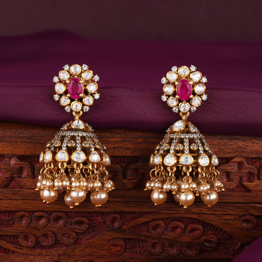 Ornate Elegance Moissanite Jhumkas