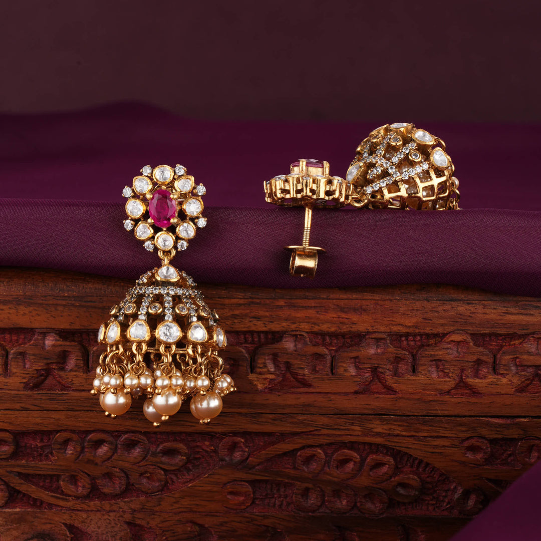 Ornate Elegance Moissanite Jhumkas