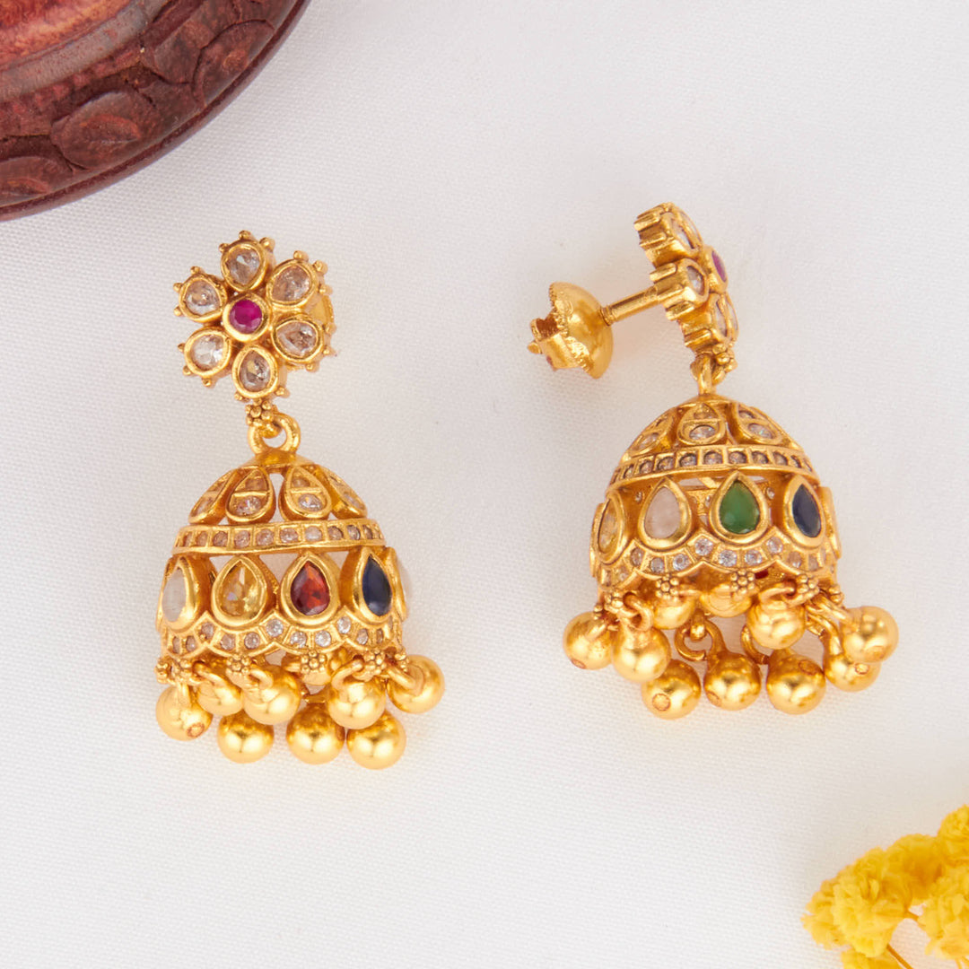 Vibrant Hues Stone Jhumkas